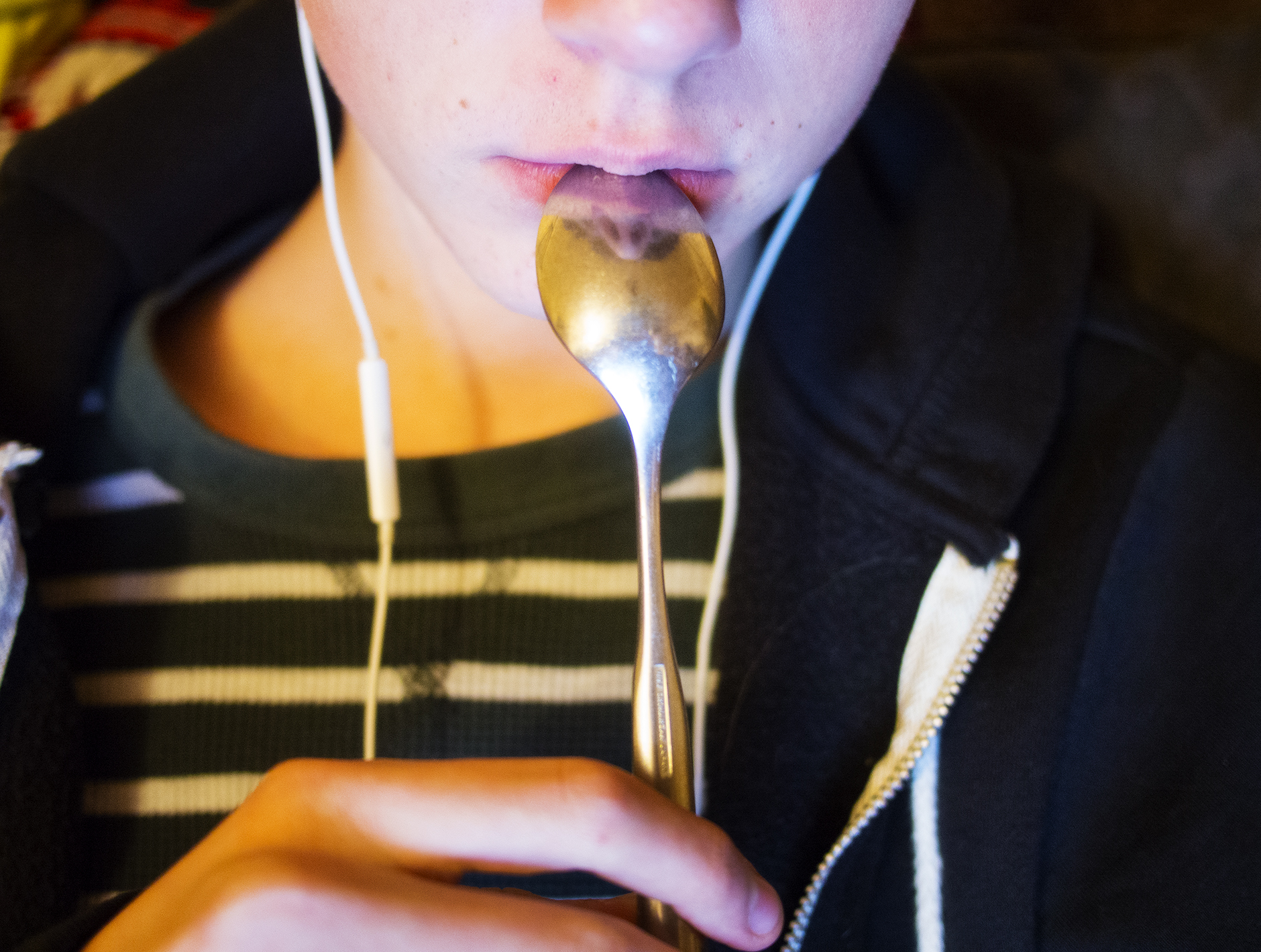 Boy with spoon A day A Photo